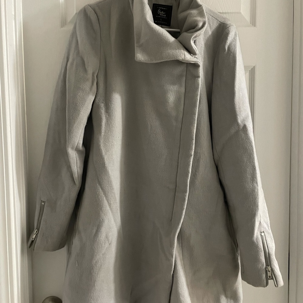 Cotton On Diagonal Zip Gray Coat, Size L